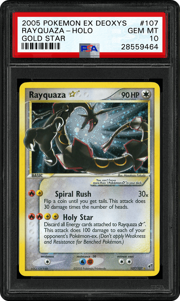 2005 EX Deoxys Rayquaza Gold Star Holographic Card