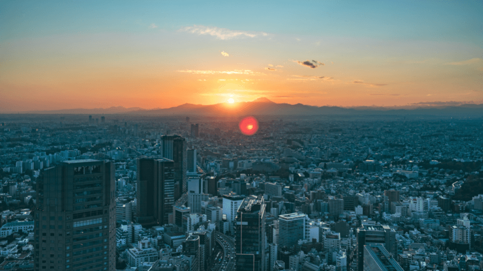 hatsuhinode first sunrise of the new year as seen from the tokyo metropolitan building