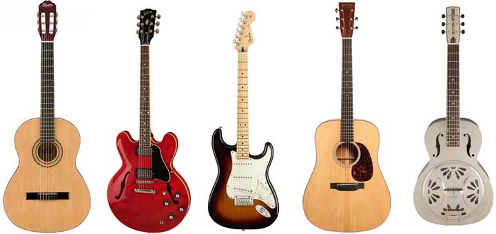 What are the types and brands of guitars called in Japanese?